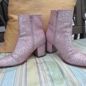 Sparkling Pink Heeled Boots